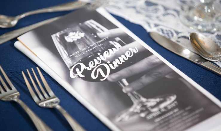 elegant place setting with Preview Dinner program