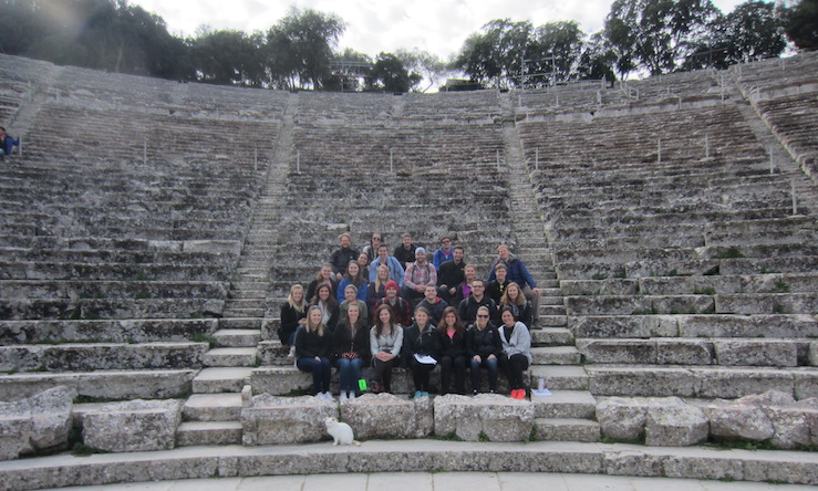 group of students on steps in GReece