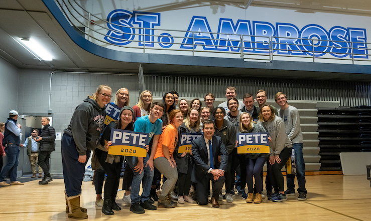Meloy and group with Pete Buttigieg