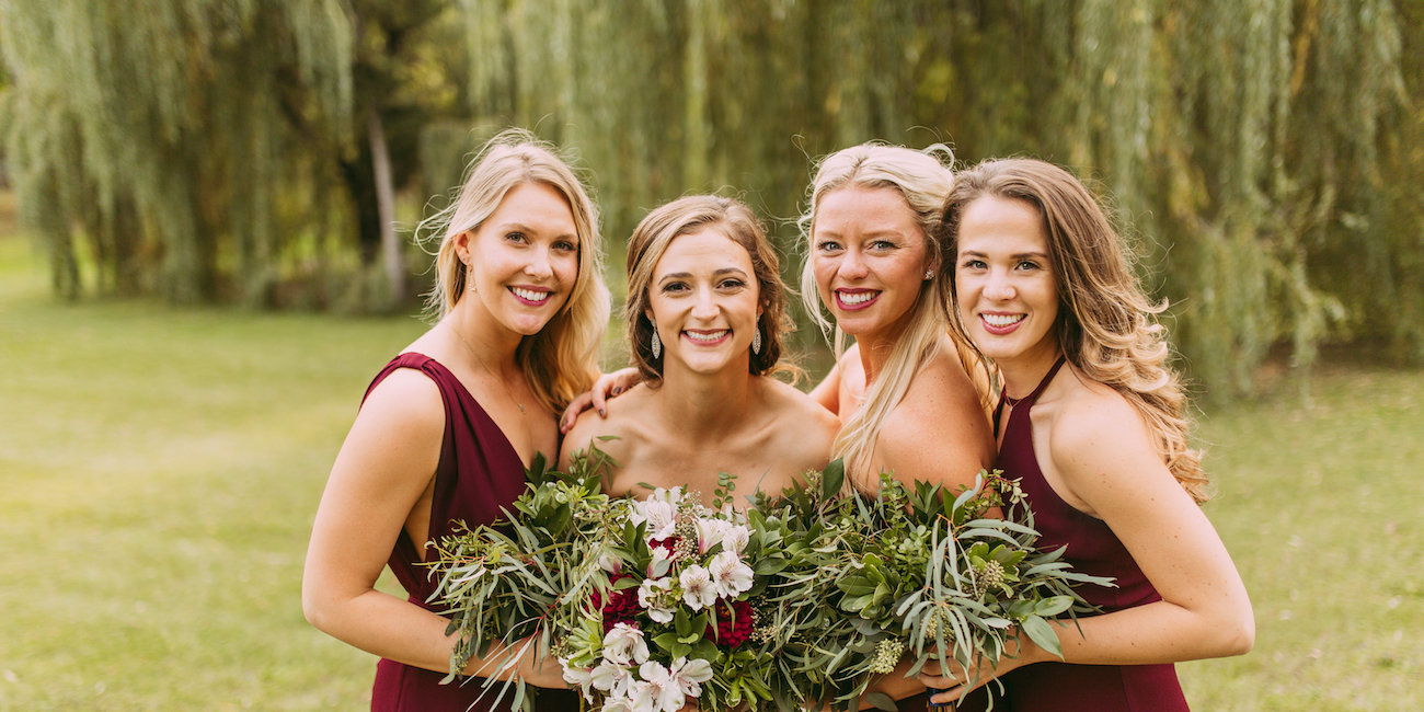 bride and three bridesmaids